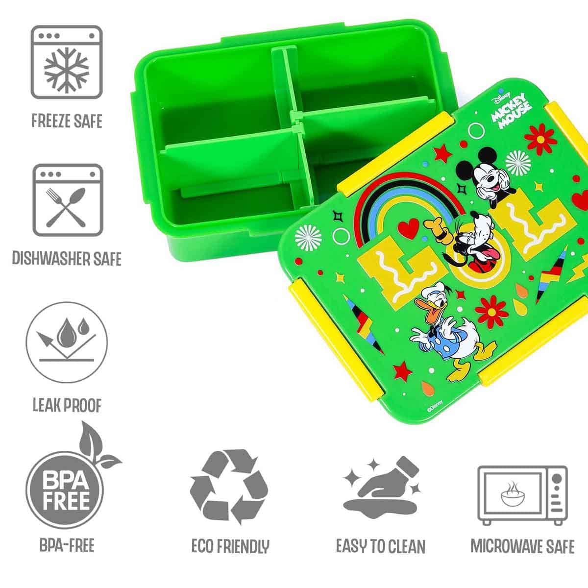 Eazy Kids Disney LOL Mickey Mouse 1/2/3/4-Compartment Convertible Bento Lunch Box