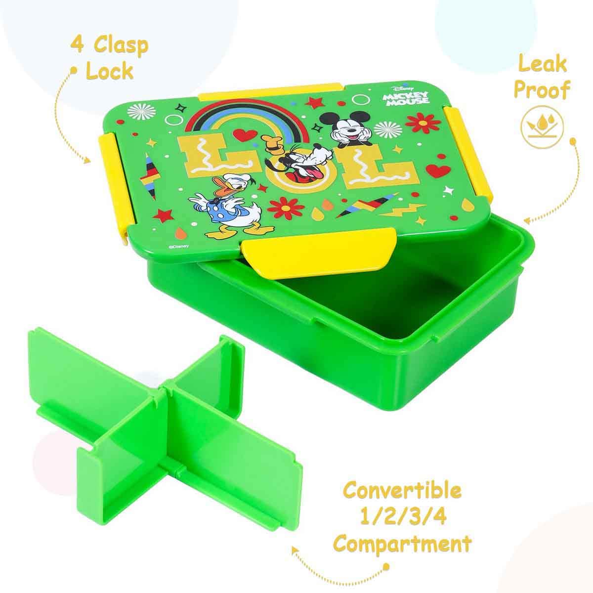 Eazy Kids Disney LOL Mickey Mouse 1/2/3/4-Compartment Convertible Bento Lunch Box