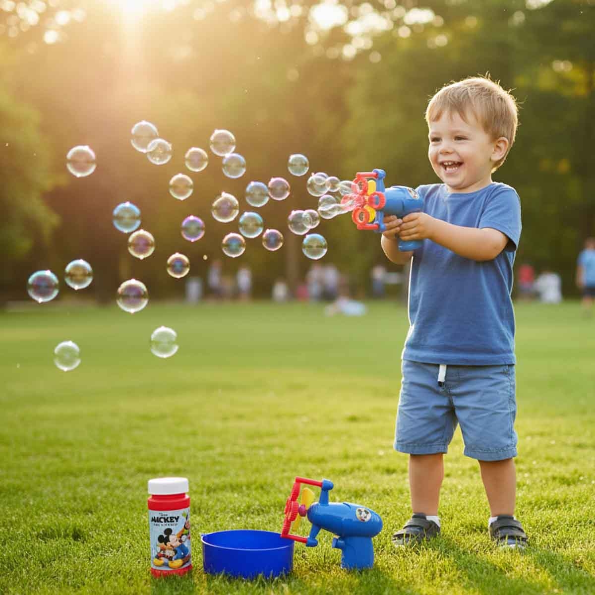 Disney Mickey Mouse Bubble Gun Toy with Bubble Solution & Tray Unisex, 3-4 Years