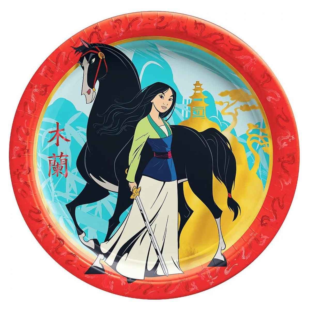Disney Mulan 8-Piece 9" Metallic Paper Plate Set
