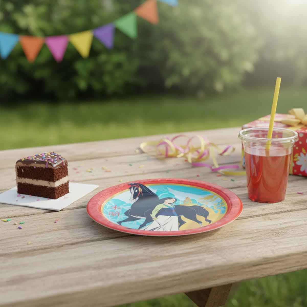 Disney Mulan 8-Piece 9" Metallic Paper Plate Set