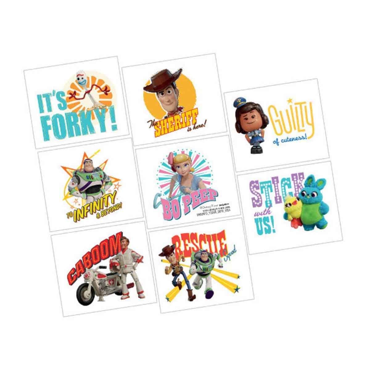 Disney & Pixar Toy Story 4 Gift Wrap + Paper Cup & Plate + Napkins + Mask + Favor Cup & Container + Tattoos + Candle + Pencil + Decoration Set Bundle
