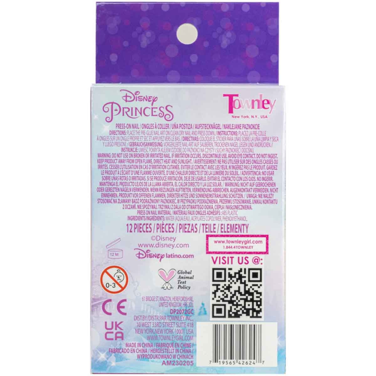 Disney Princess 12-Piece Press-on-Nails Nail Art Girls, 5-7 Years