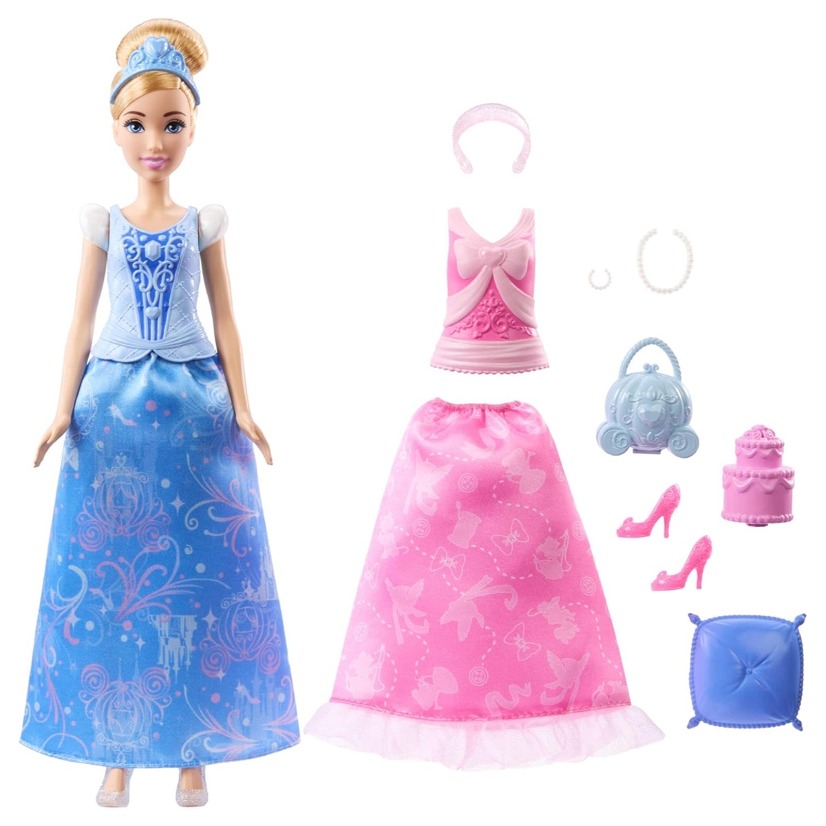 ديزني برنسيس دمية فاشن 2 في 1 قصص سندريلا للبنات، 3-4 سنوات