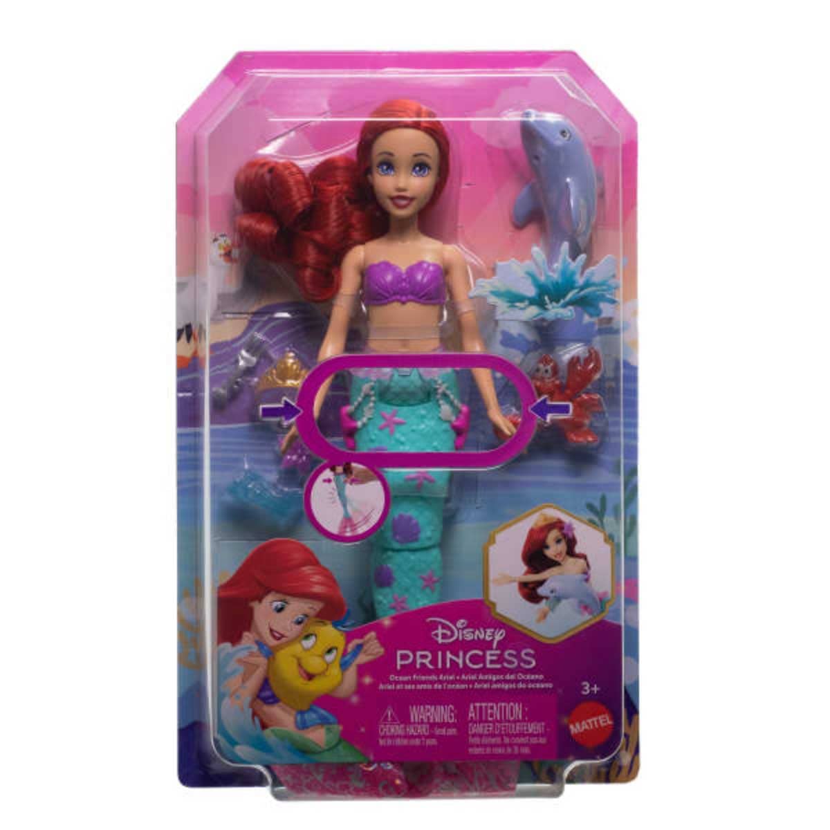Disney Princess Ariel Doll & Ocean Animal Playset Girls, 3-4 Years