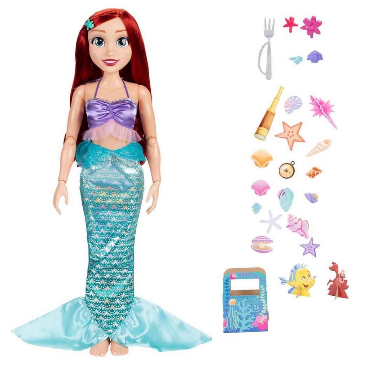 ديزني برينسس دمية أرييل بلاي ديت 32 إنش مع إكسسوارات للبنات، عمر 3-4 سنوات