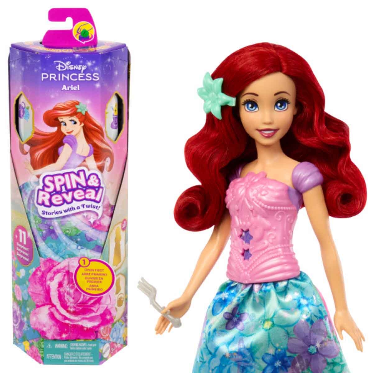Disney Princess Wave-1 Spin & Reveal Ariel Fashion Doll Girls, 3-4 Years