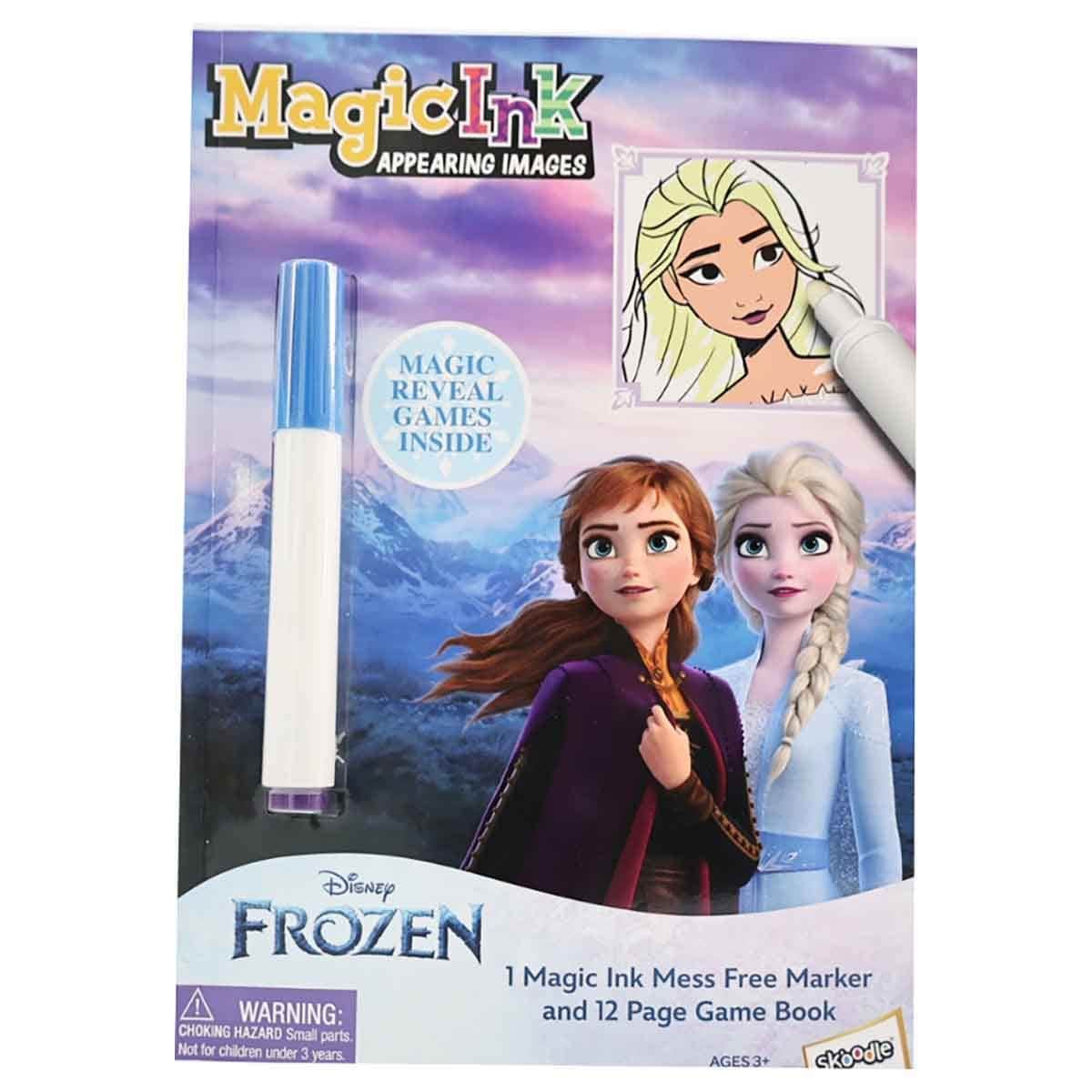Disney Princess + Frozen + Minnie + Pixar Cars Mini Magic Ink Book with 6 Coloured Pencils Bundle