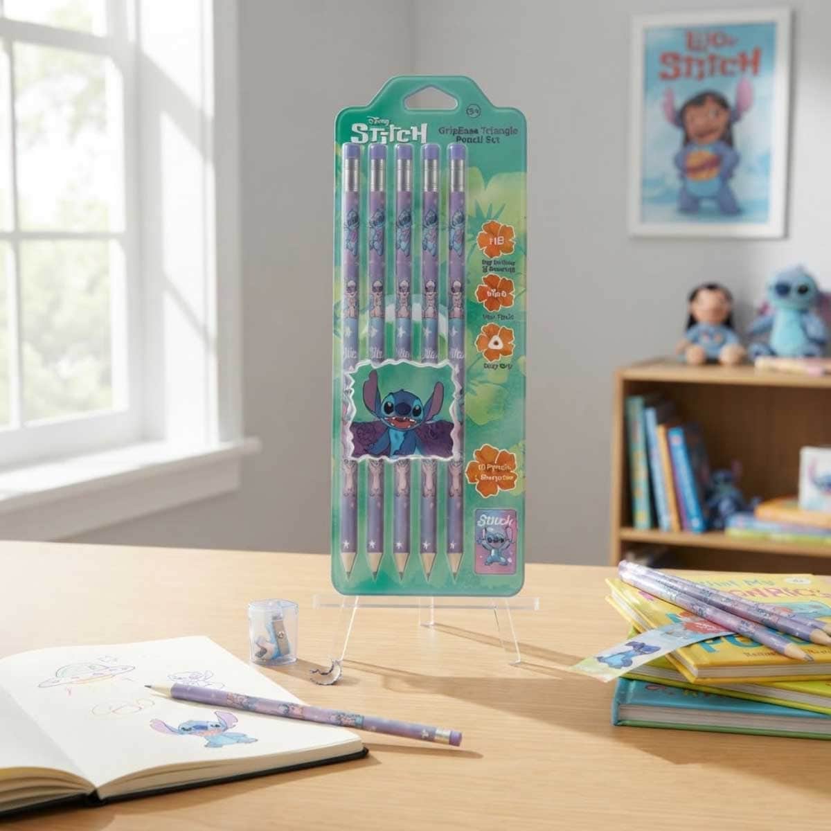 Disney Stitch 10-Piece Pencils with Sharpener Set Unisex, 3-4 Years