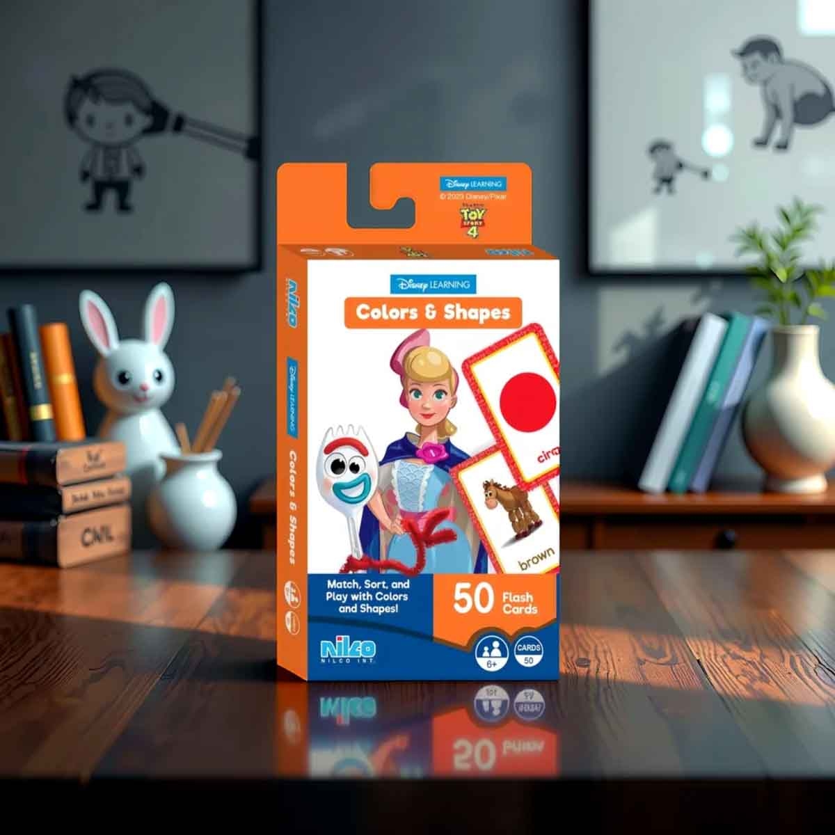 ديزني ليرننغ توي ستوري 4 بطاقات تعليم الألوان والأشكال 50 بطاقة للجنسين، عمر 5-7 سنوات