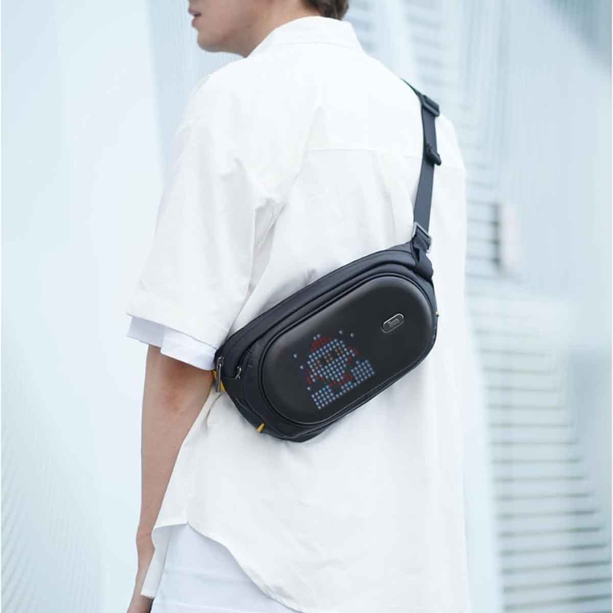 Divoom Black Pixoo C Customizable LED Screen Sling Bag