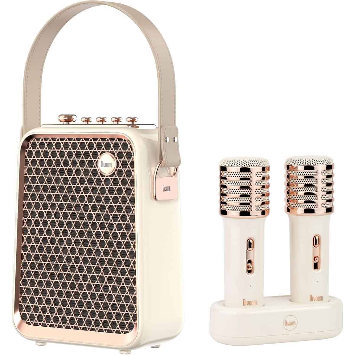 Divoom White SongBird-HQ Karaoke Bluetooth Speaker & Microphone Set