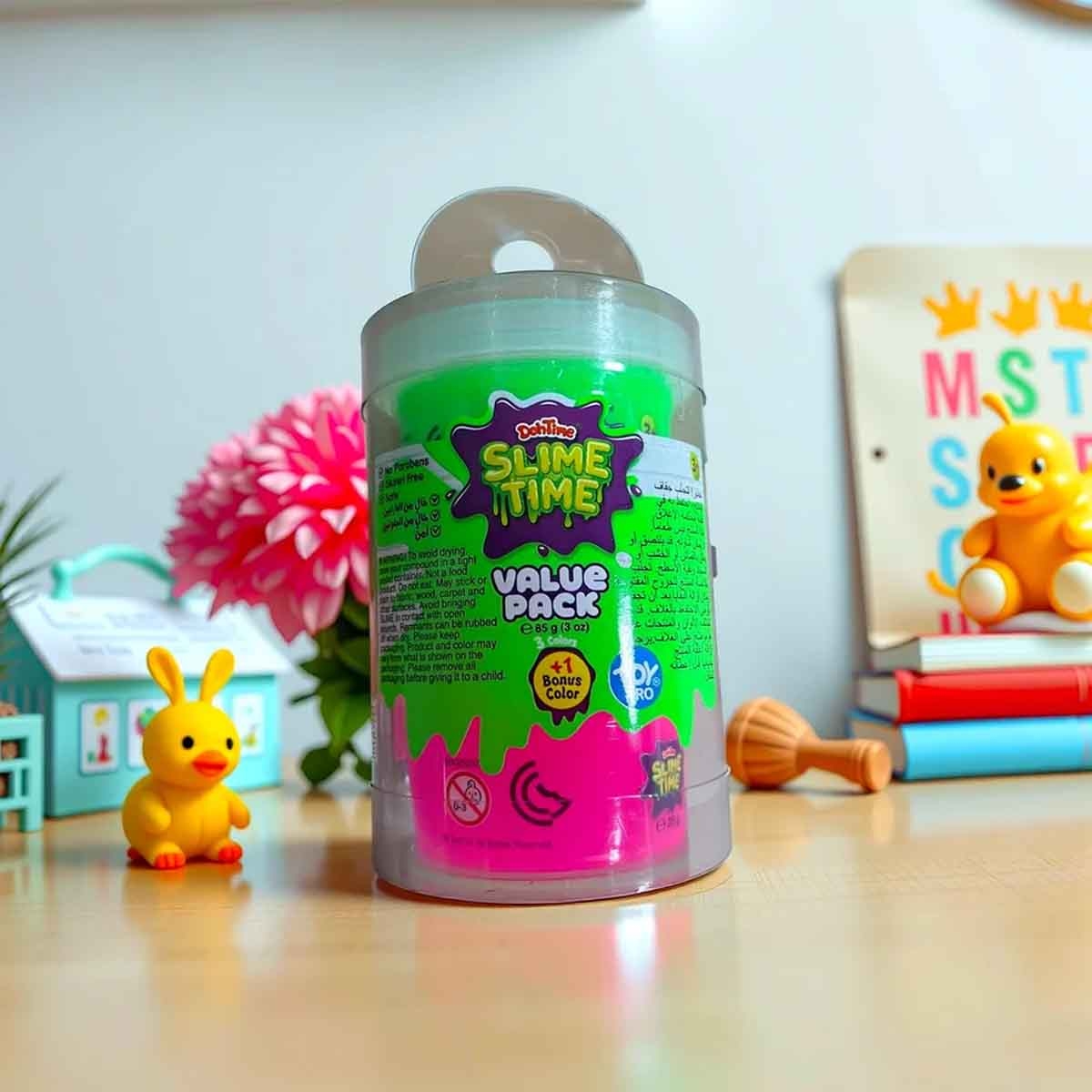 دوه تايم مجموعة سلايم قيمة بثلاثة ألوان وزن 3 أونصات، للجنسين، للأعمار من 3 إلى 4 سنوات