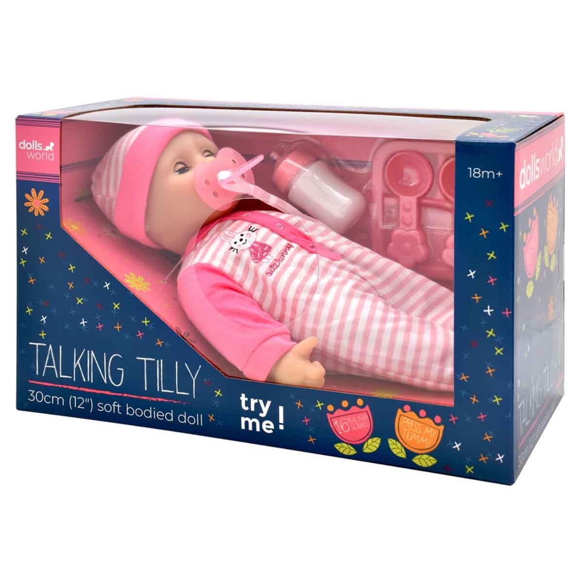 Dolls World 12″ Talking Tilly Soft Bodied Baby Doll Toddler, 0-2 Years