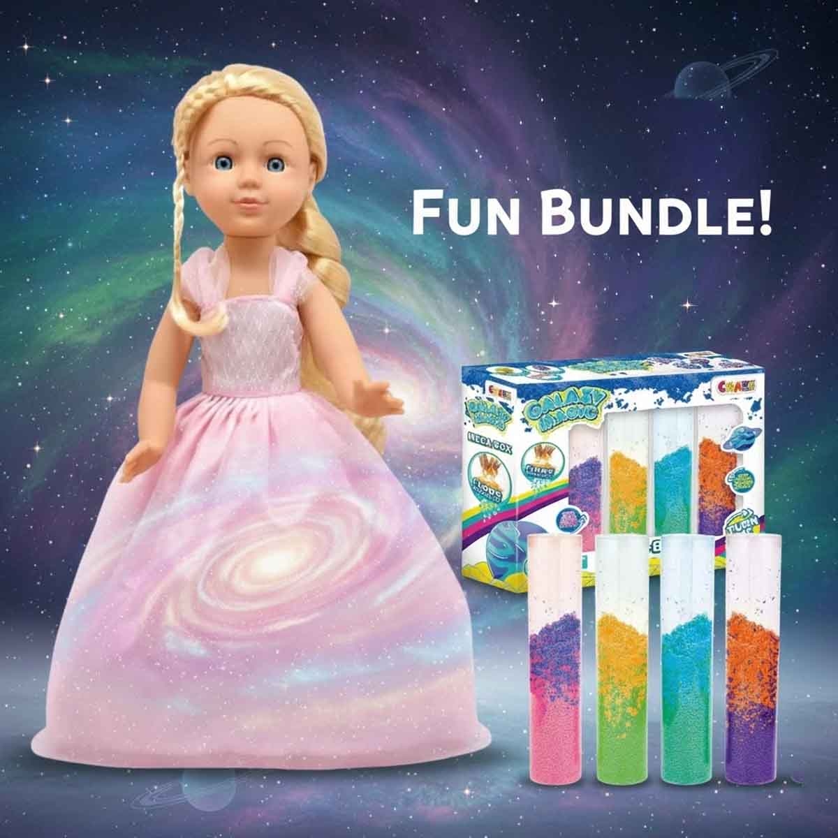 Dolls World 14″ Lola Fashion Doll & Craze Galaxy Magic Mega Foamy Clay Box Bundle Girls, 3-4 Years