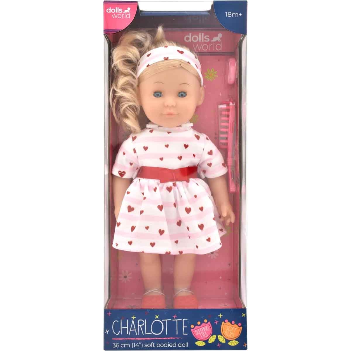 Dolls World 14″ Charlotte Soft Bodied Fashion Doll with Golden Hair Toddler, 0-2 Years