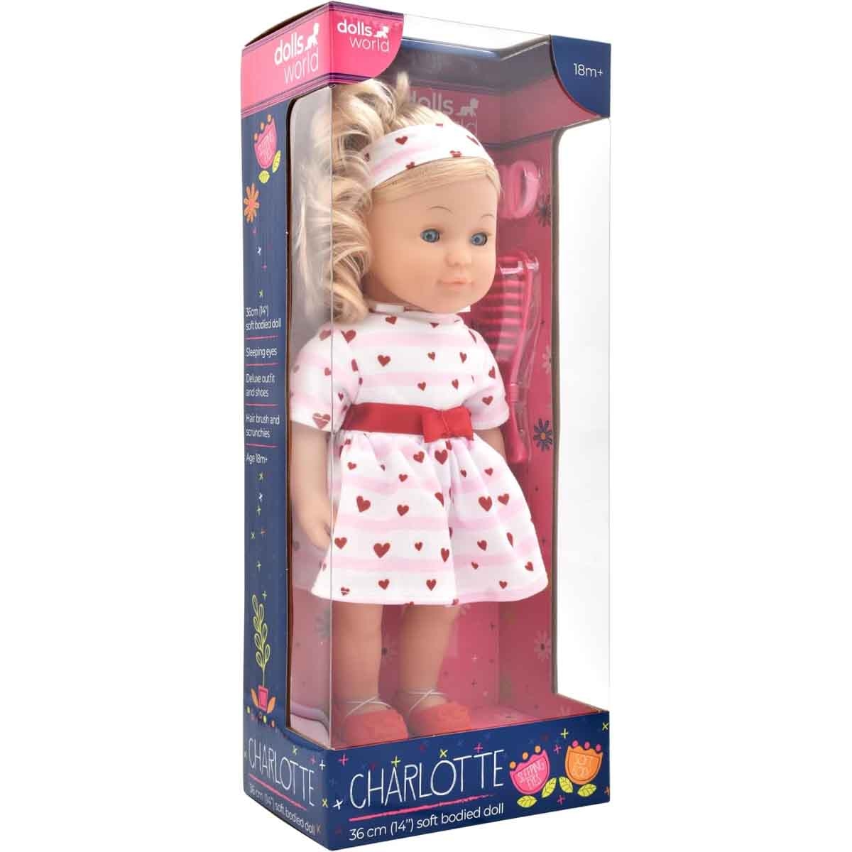 Dolls World 14″ Charlotte Soft Bodied Fashion Doll with Golden Hair Toddler, 0-2 Years