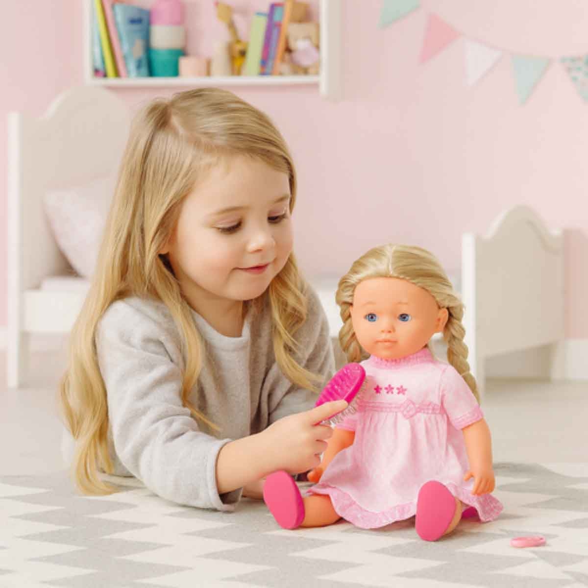 Dolls World 14″ Elizabeth Blonde with Braids Nurturing Doll Toddler, 0-2 Years