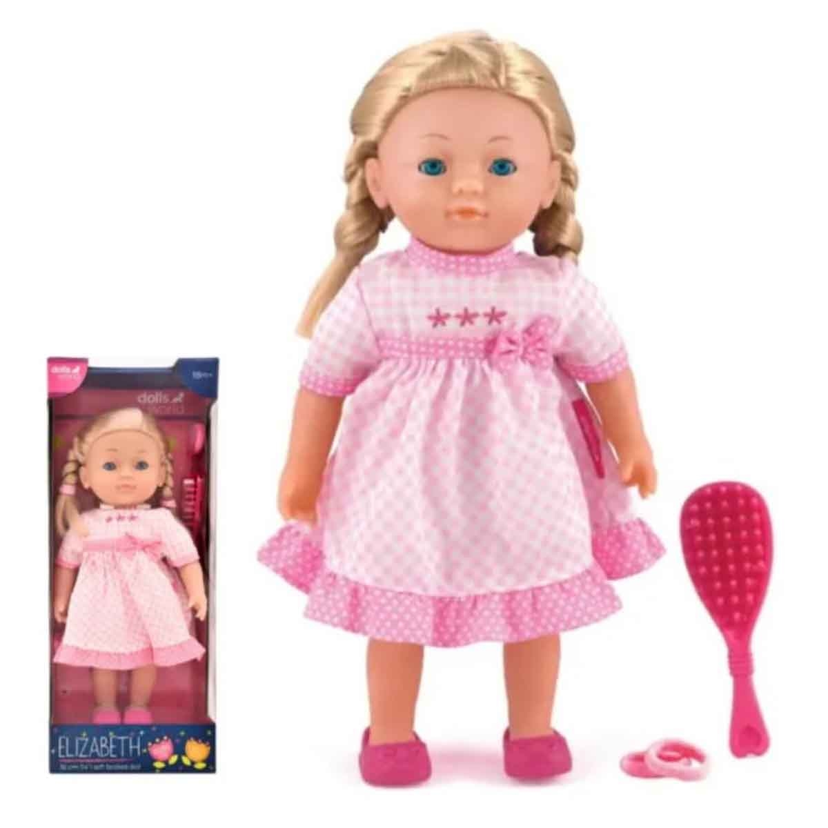 Dolls World 14″ Elizabeth Blonde with Braids Nurturing Doll Toddler, 0-2 Years