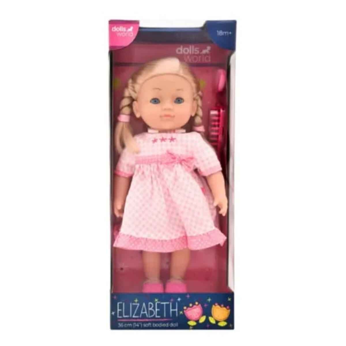 Dolls World 14″ Elizabeth Blonde with Braids Nurturing Doll Toddler, 0-2 Years