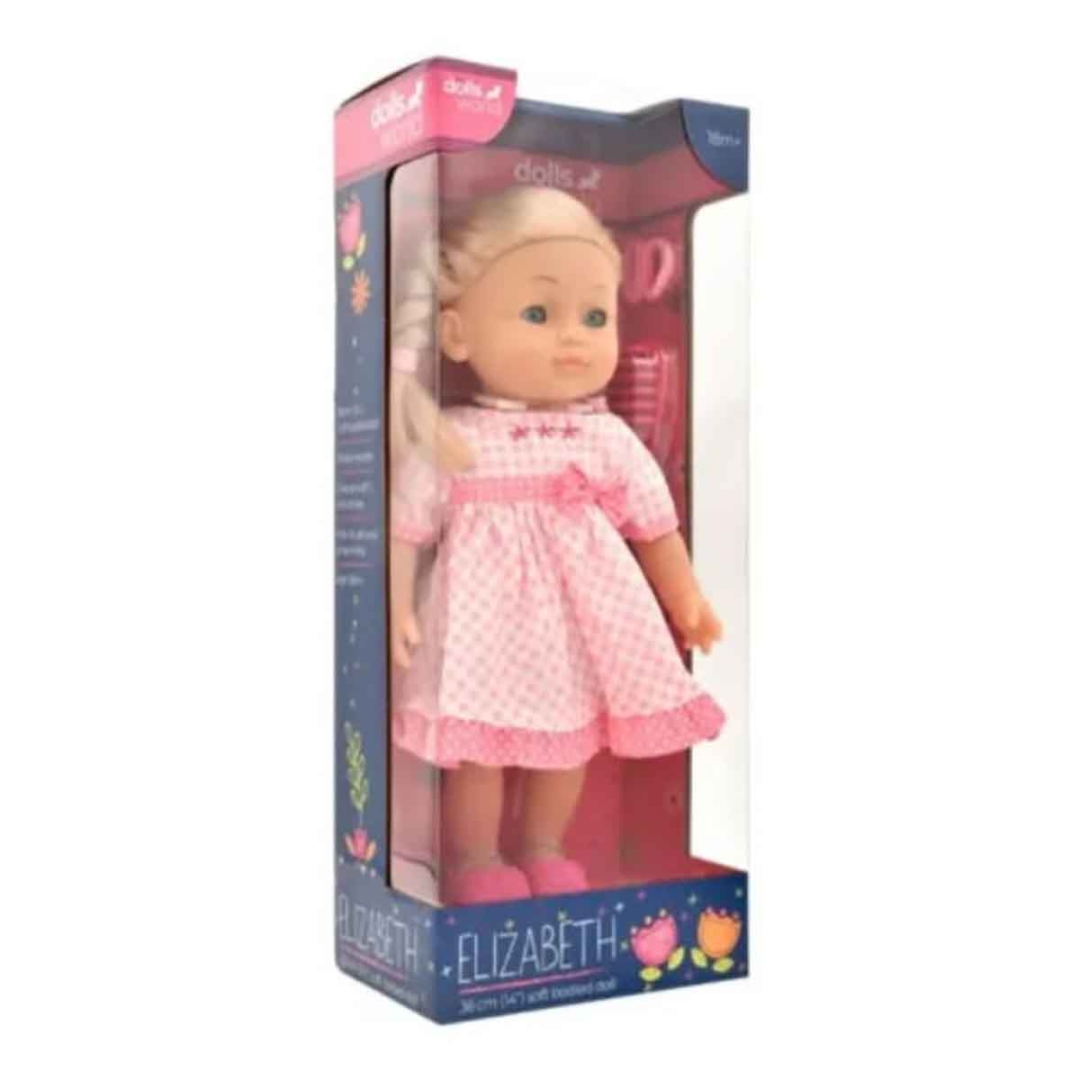 Dolls World 14″ Elizabeth Blonde with Braids Nurturing Doll Toddler, 0-2 Years