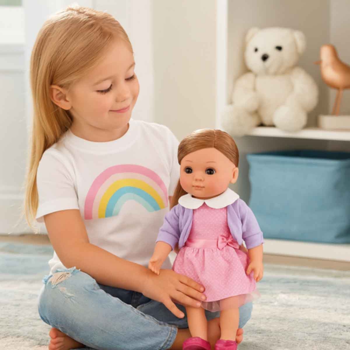 Dolls World PKN78226 14″ Soft Bodied Girl with Hair Elizabeth Nurturing Doll Toddler, 0-2 Years