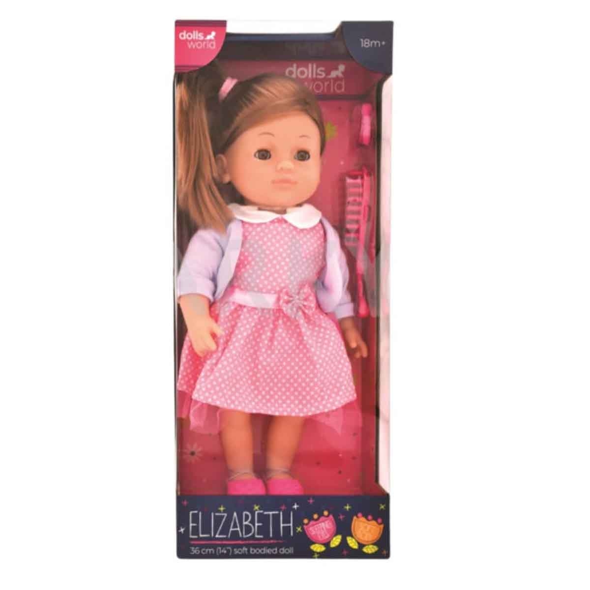 Dolls World PKN78226 14″ Soft Bodied Girl with Hair Elizabeth Nurturing Doll Toddler, 0-2 Years