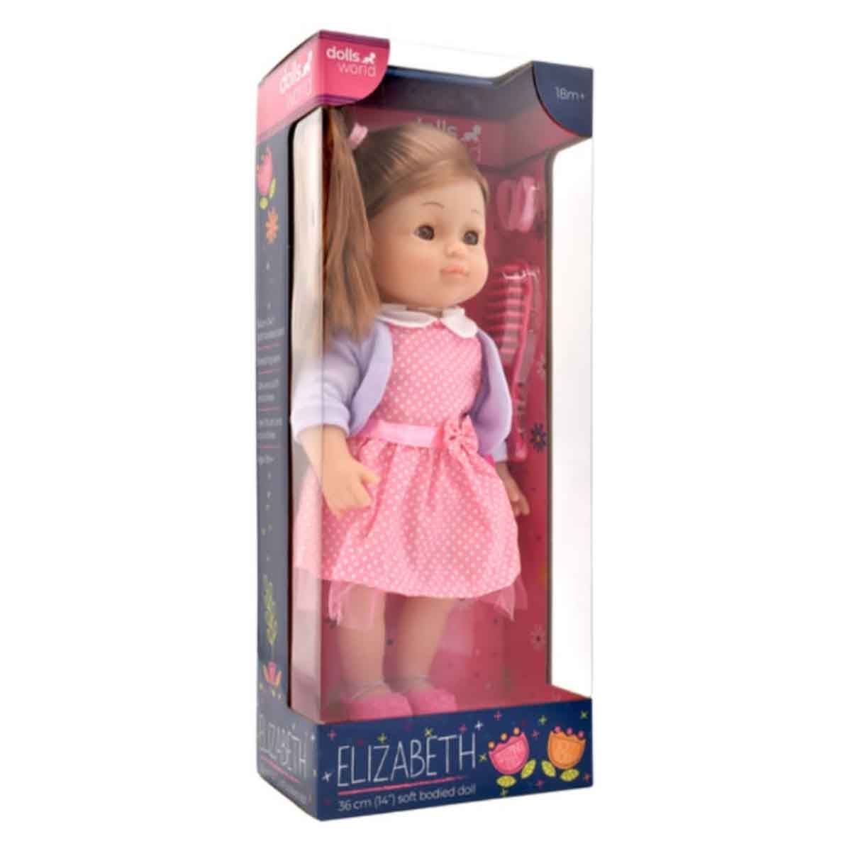 Dolls World PKN78226 14″ Soft Bodied Girl with Hair Elizabeth Nurturing Doll Toddler, 0-2 Years