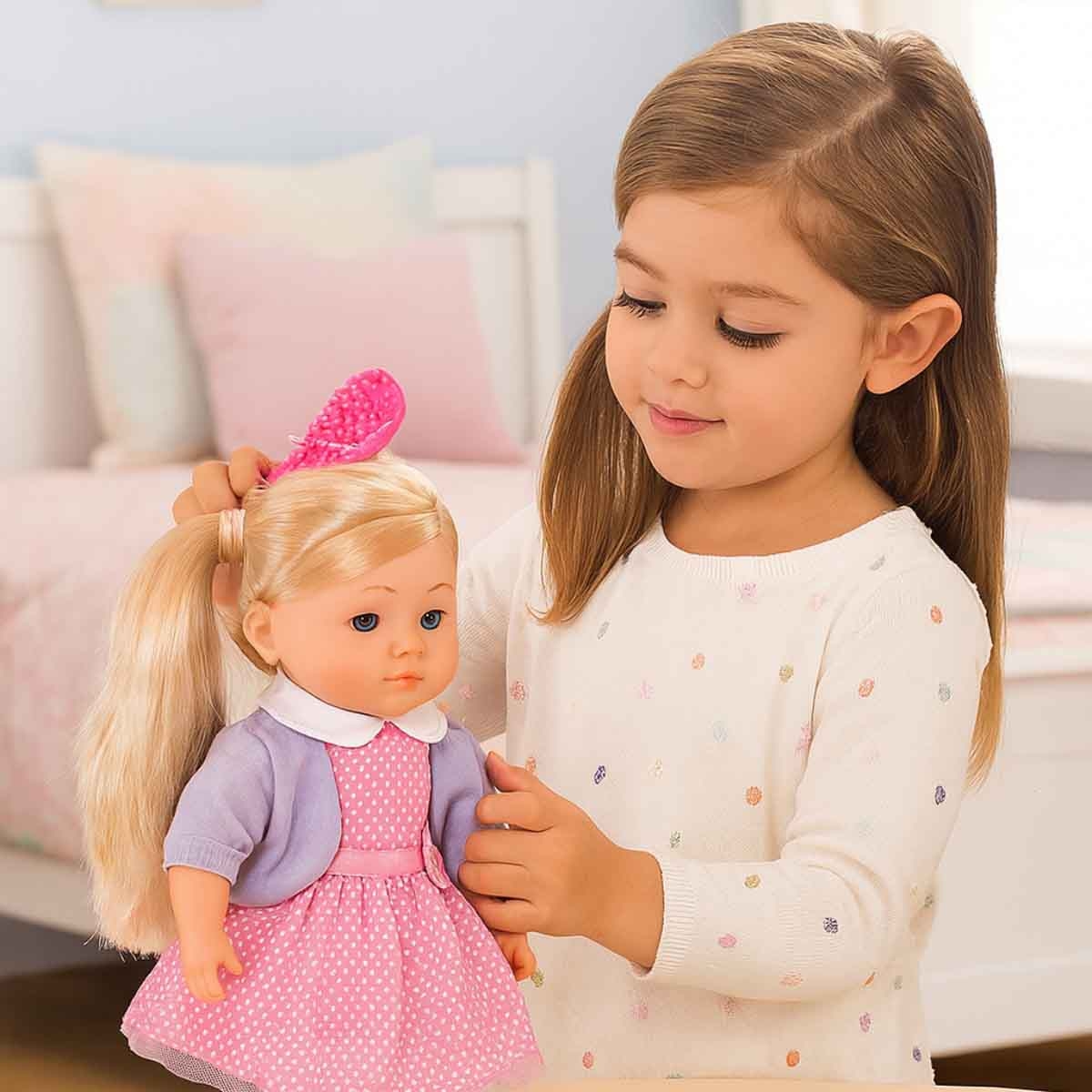 Dolls World 14″ Soft Girl with Hair Elizabeth Nurturing Doll Toddler, 0-2 Years