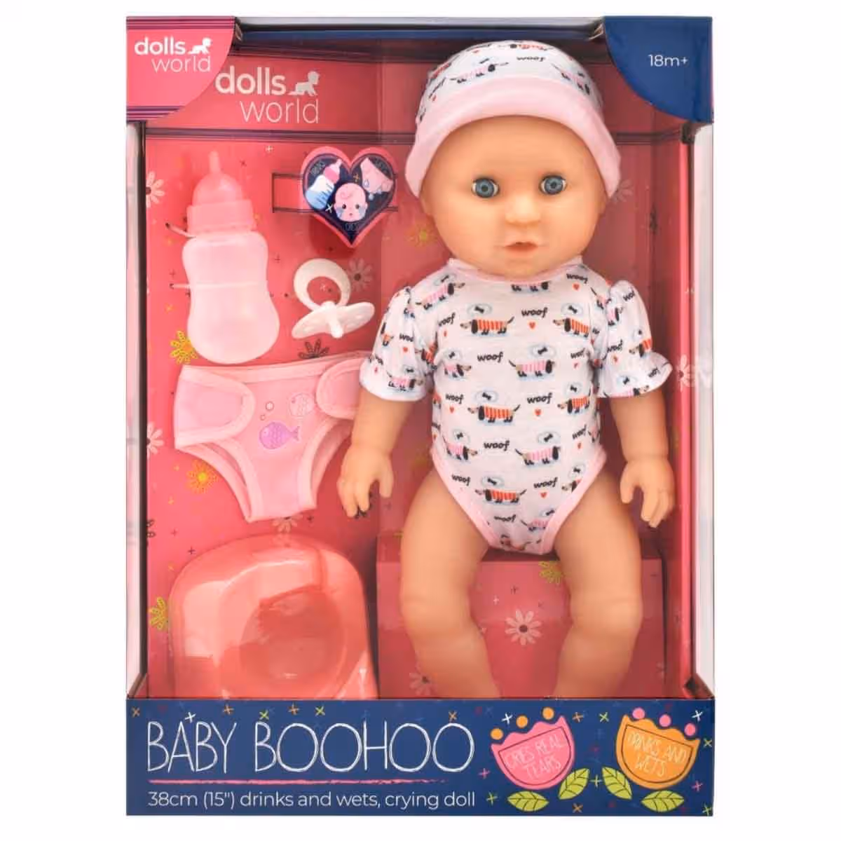 Dolls World 15″ Baby Boohoo Deluxe Baby Doll Toddler, 0-2 Years