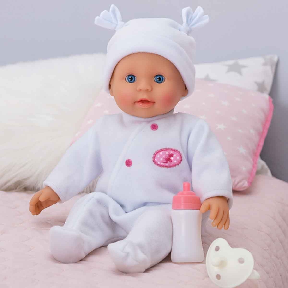 Dolls World 15″ Baby with Bean Filled Bum Nurturing Doll Toddler, 0-2 Years