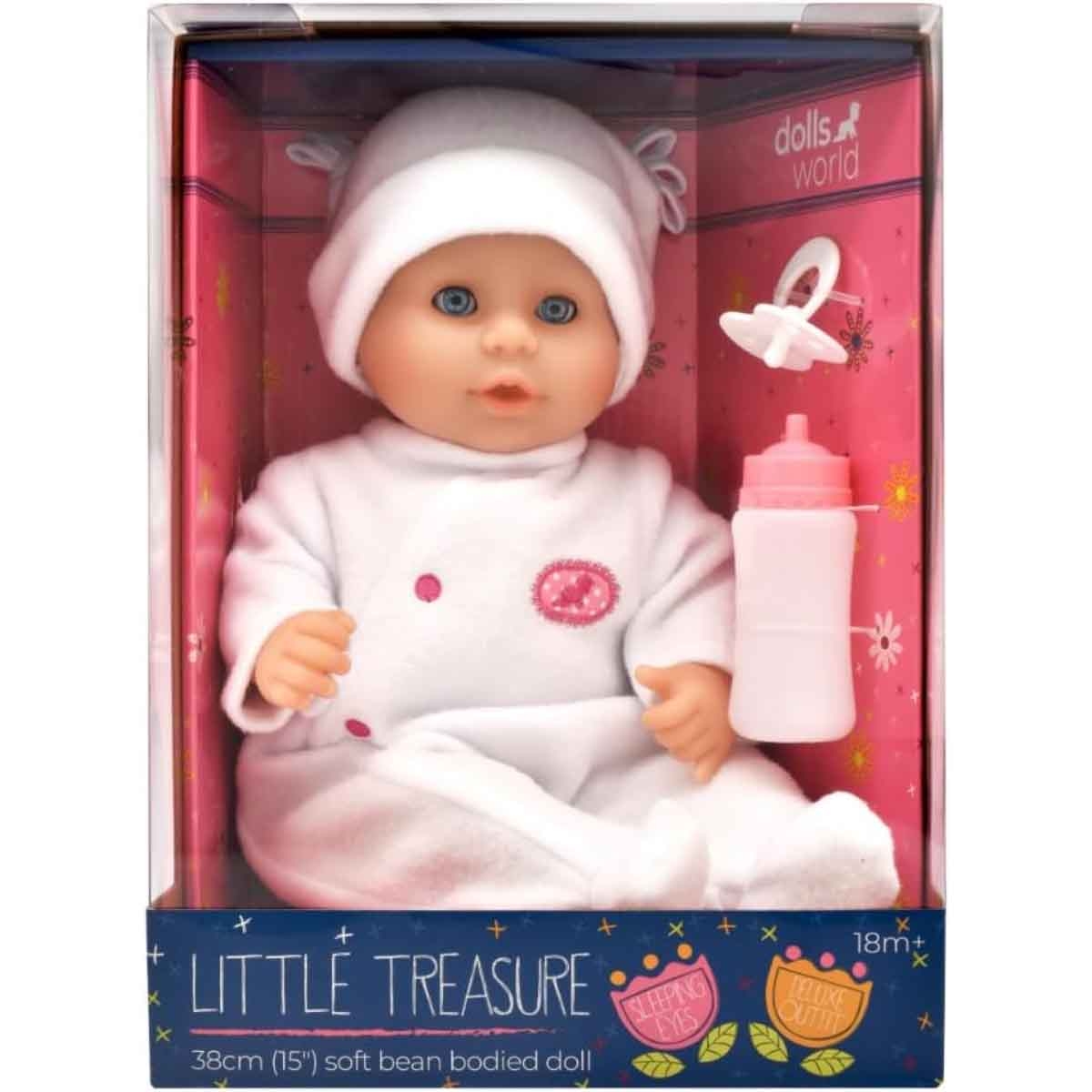 Dolls World 15″ Baby with Bean Filled Bum Nurturing Doll Toddler, 0-2 Years