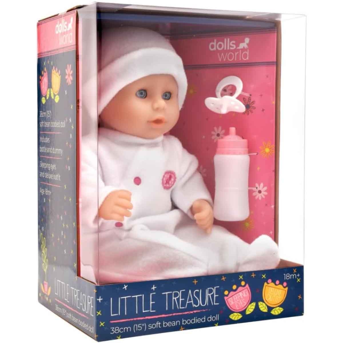 Dolls World 15″ Baby with Bean Filled Bum Nurturing Doll Toddler, 0-2 Years