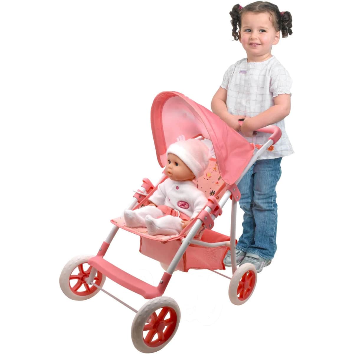 Dolls World 4-Wheel Stroller for 22″ Dolls Girls, 3-4 Years