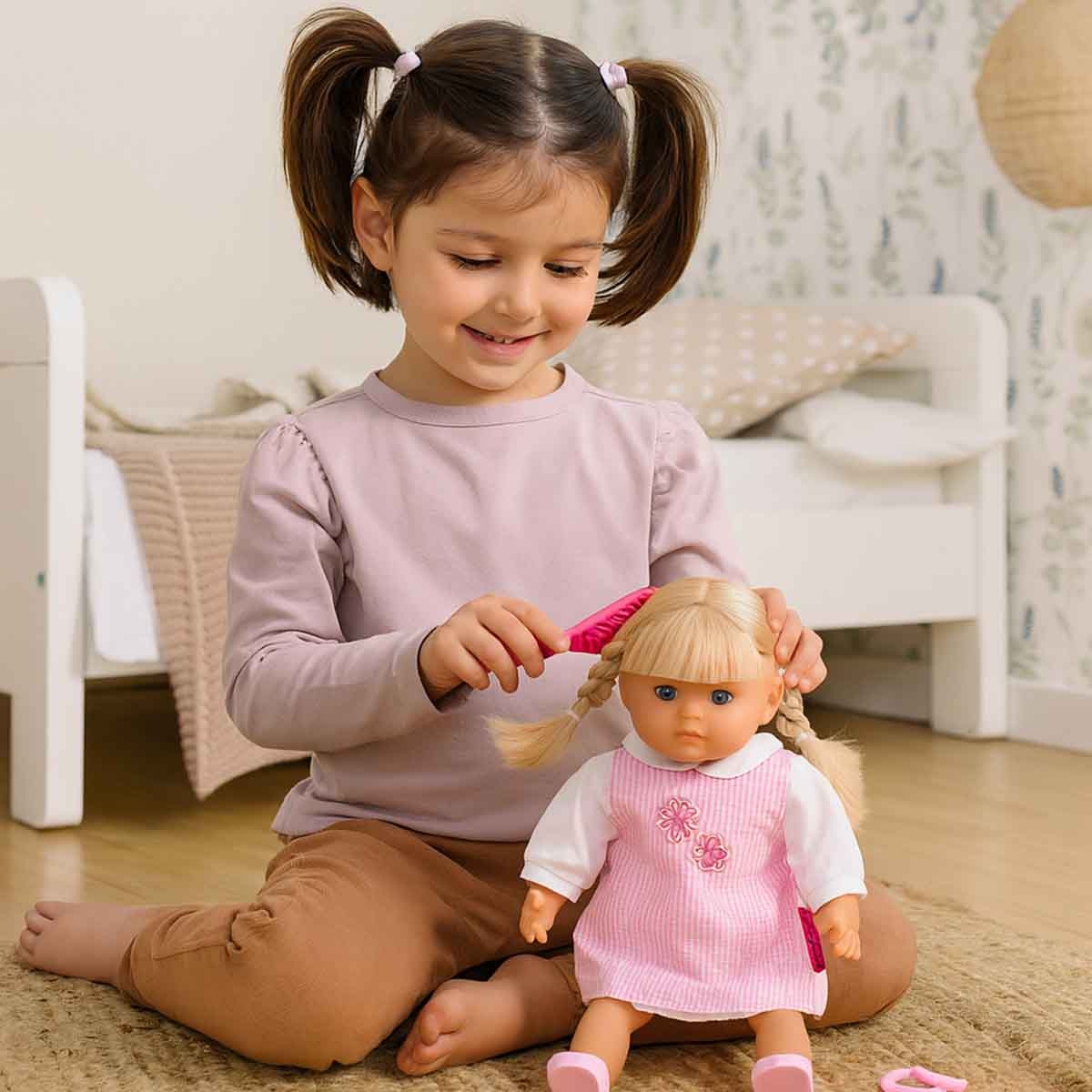 Dolls World 14″ Soft Bodied Girl with Hair Elizabeth Nurturing Doll Toddler, 0-2 Years
