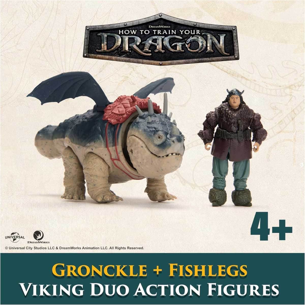 DreamWorks Dragons 2-Piece How to Train Your Dragon Gronkio + Fishlegs Action Figure Set Unisex, 5-6 Years
