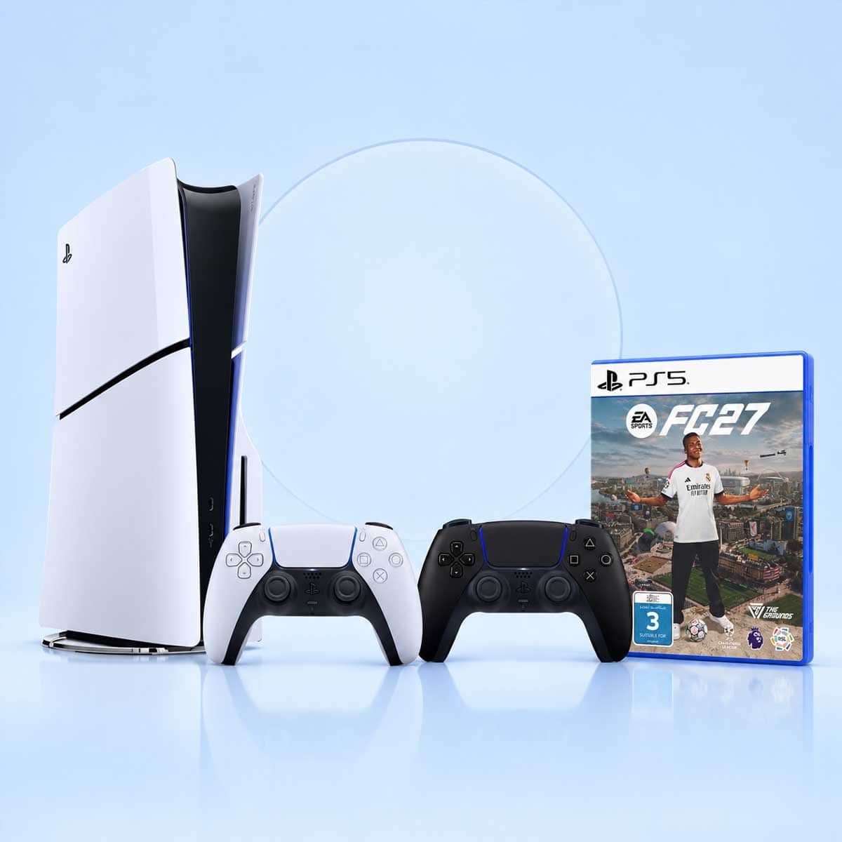 Sony PS5 Blu-Ray Disc 1TB - Official KSA Version + EA Sports FC 27 Video Game + DualSense Wireless Controller Bundle