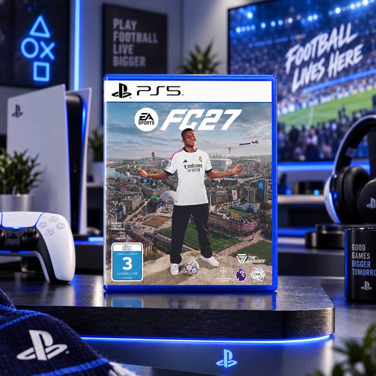 Sony PS5 Blu-Ray Disc 1TB - Official KSA Version + EA Sports FC 27 Video Game + DualSense Wireless Controller Bundle