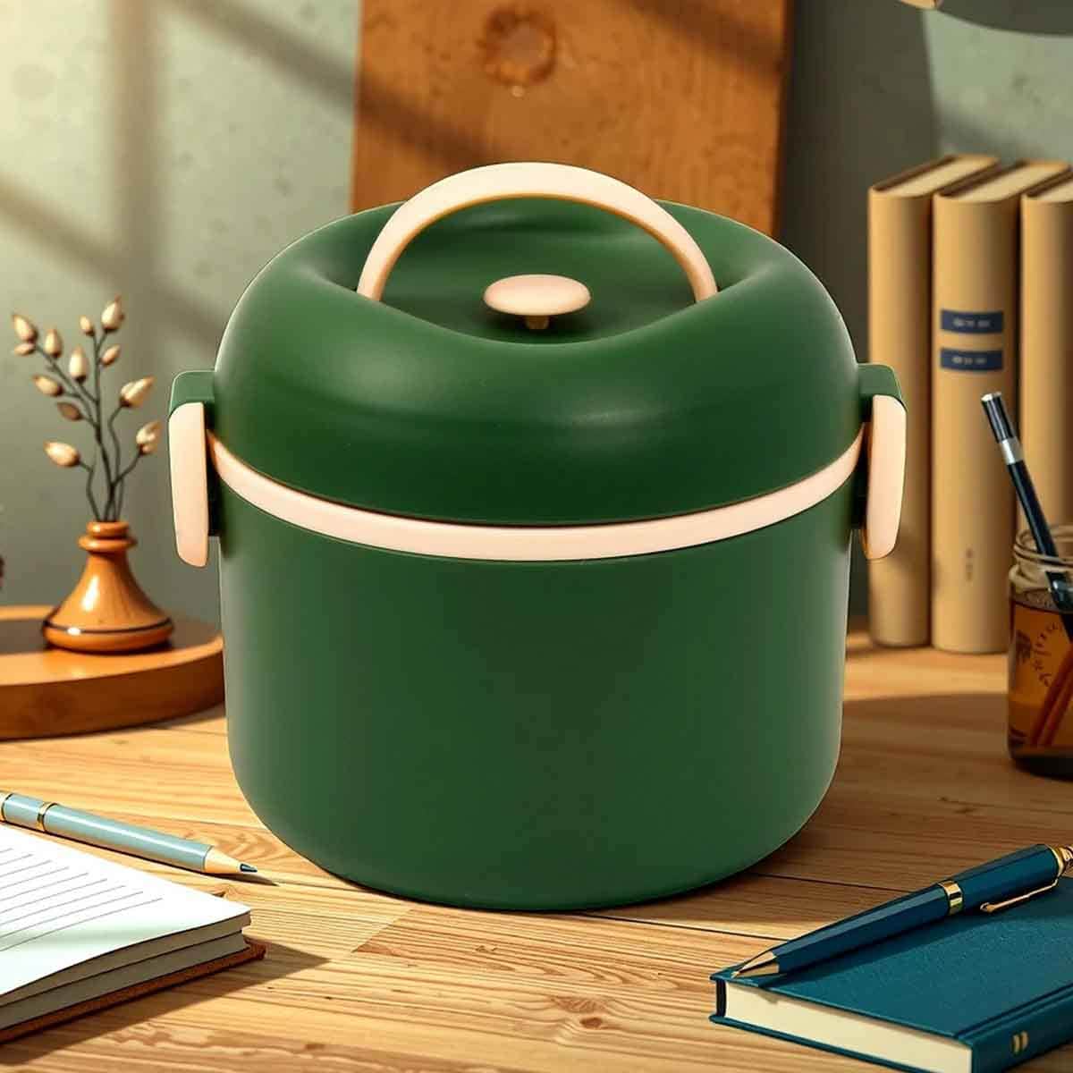 Eazy Kids 1.32L Green Lunch Box Unisex, 3-4 Years