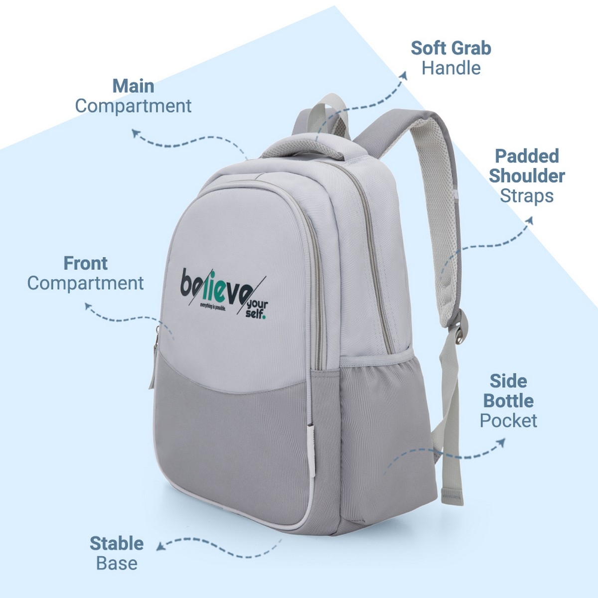 Eazy Kids 15.3” Believe Yourself Lightweight School Backpack