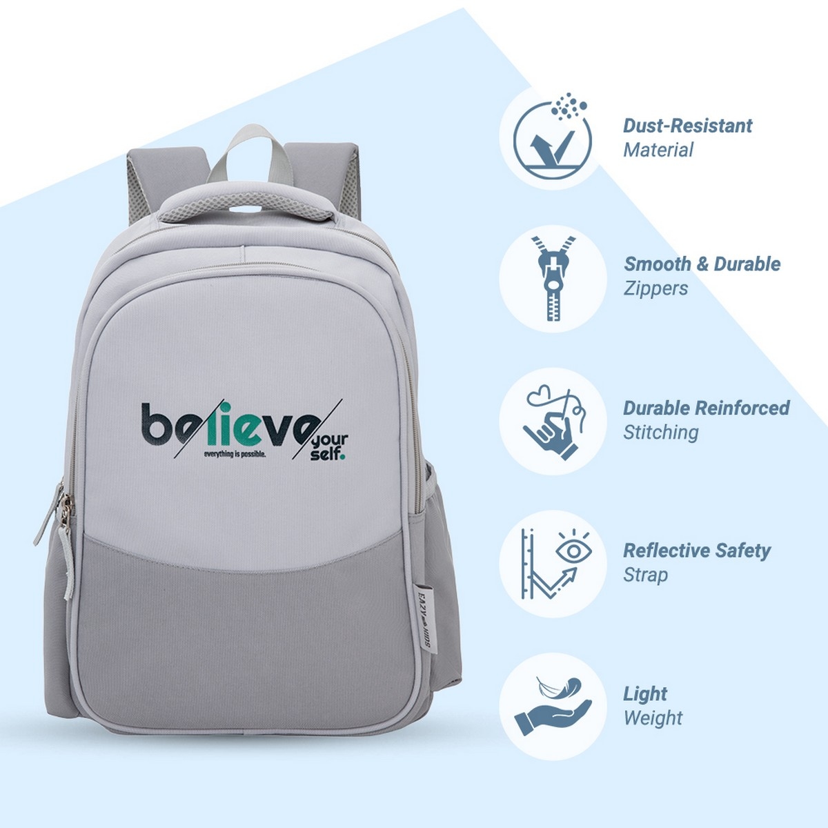 Eazy Kids 15.3” Believe Yourself Lightweight School Backpack