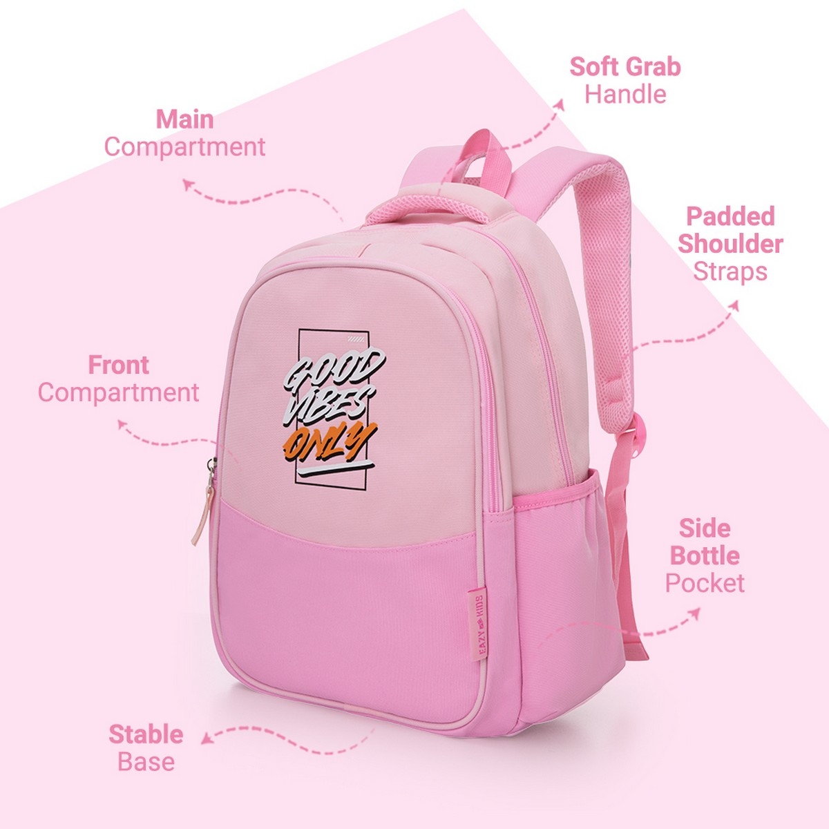 Eazy Kids 15.3” Good Vibes Only Lightweight School Backpack
