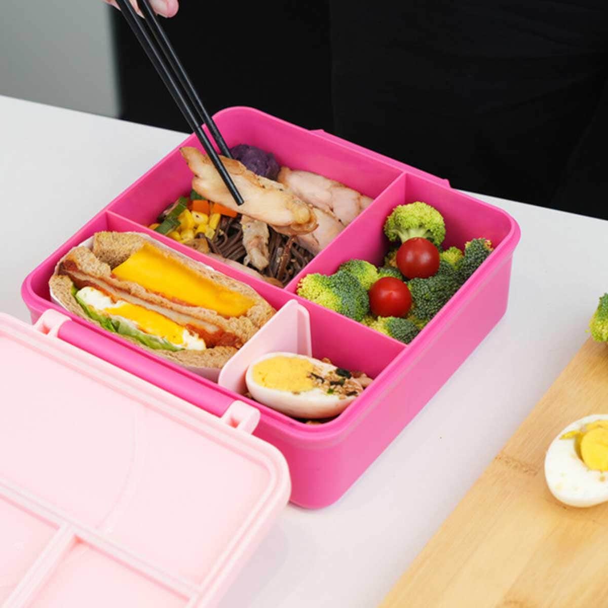 Eazy Kids 1600ml 3/4 Convertible Jumbo Bento Lunch Box with 290ml Leakproof SS Gravy Bowl, Spoon & Fork Set with Pouch