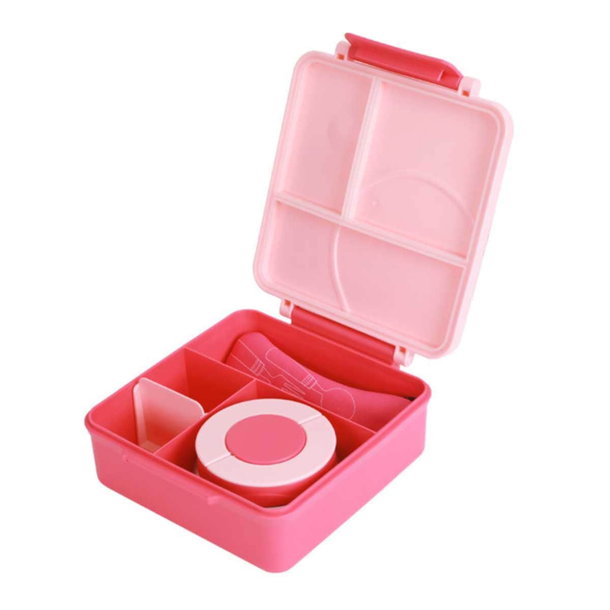 Eazy Kids 1600ml 3/4 Convertible Jumbo Bento Lunch Box with 290ml Leakproof SS Gravy Bowl, Spoon & Fork Set with Pouch