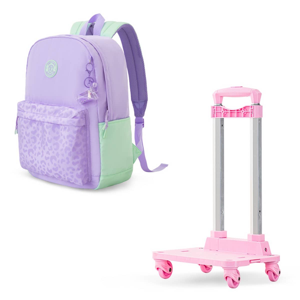 Eazy Kids 16.5” Glow School Backpack with 4-Wheel Trolley Set