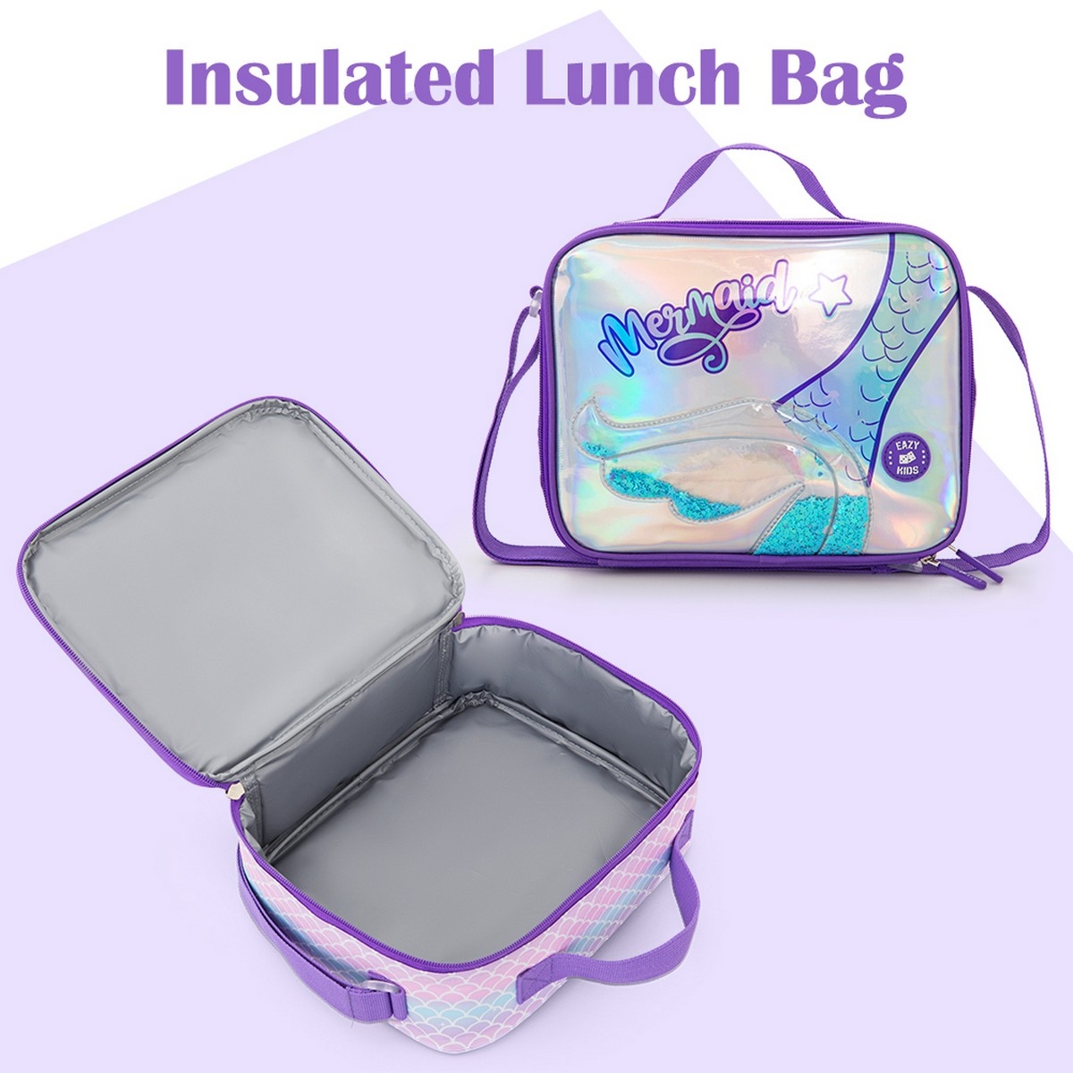 إيزي كيدز طقم حقيبة ظهر 16 بوصة مع حقيبة غداء ومقلمة وعربة سحب عالمية