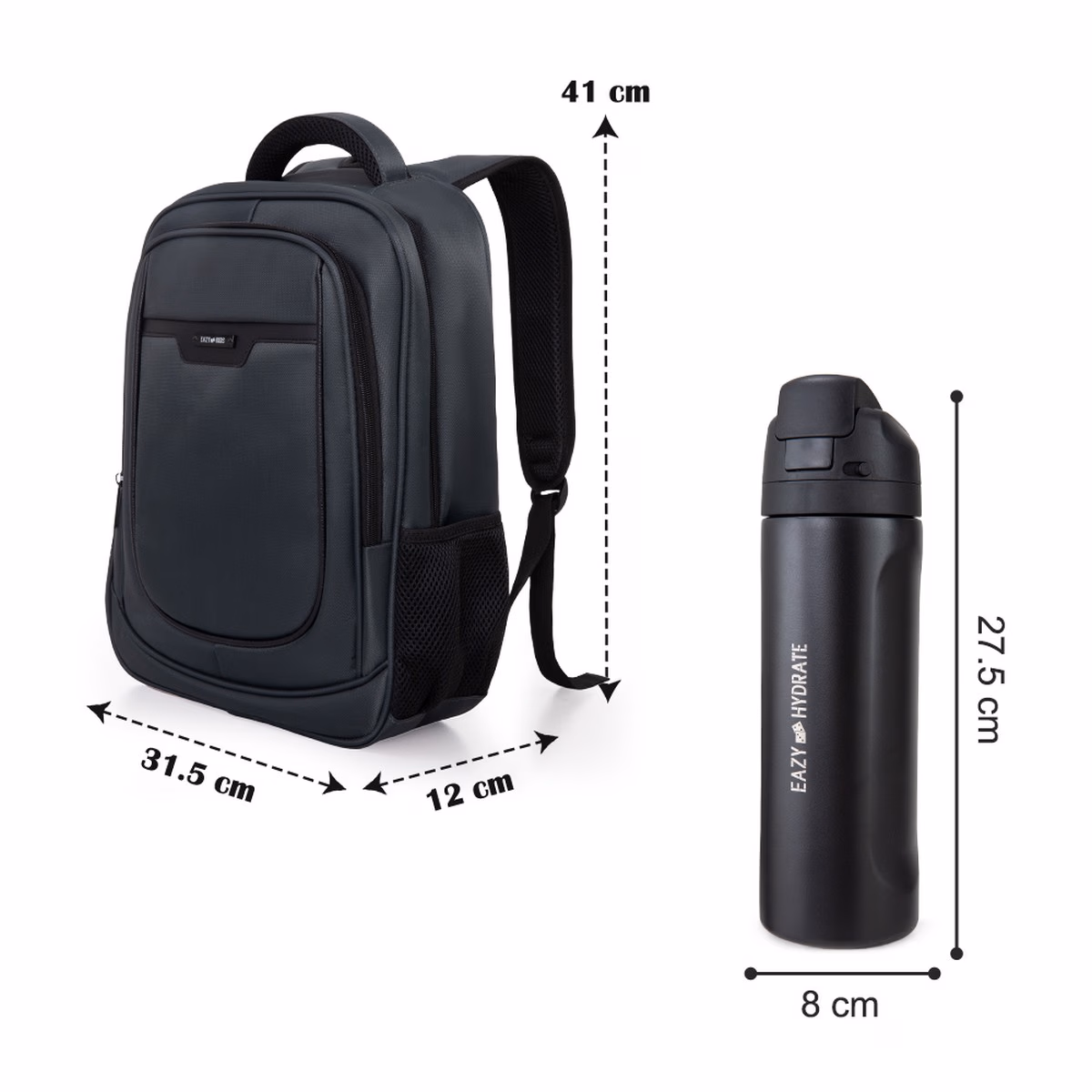 Eazy Kids 16” Backpack with Laptop Sleeve & 710ml Stainless Steel Water Bottle
