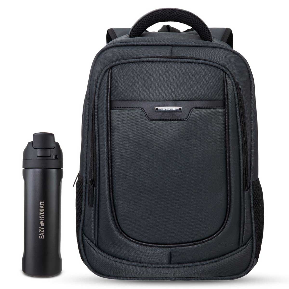 Eazy Kids 16” Grey Backpack with Laptop Sleeve & 710ml Stainless Steel Water Bottle