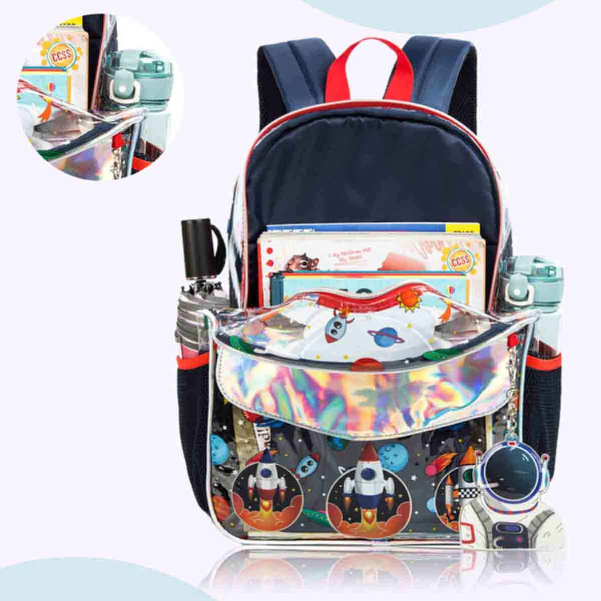 إيزي كيدز مجموعة 3 في 1 حقيبة مدرسية 16 إنش بتصميم رائد فضاء مع حقيبة غداء وحقيبة أقلام
