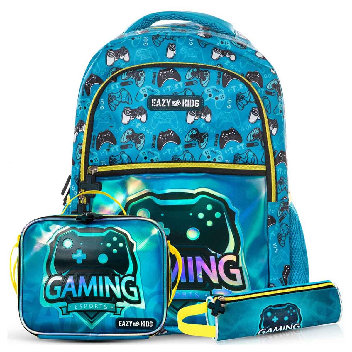 Eazy Kids 16" Gaming 3-in-1 Backpack with Lunch Bag & Pencil Case
